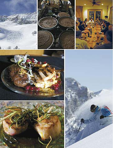 mountain and food dishes montage