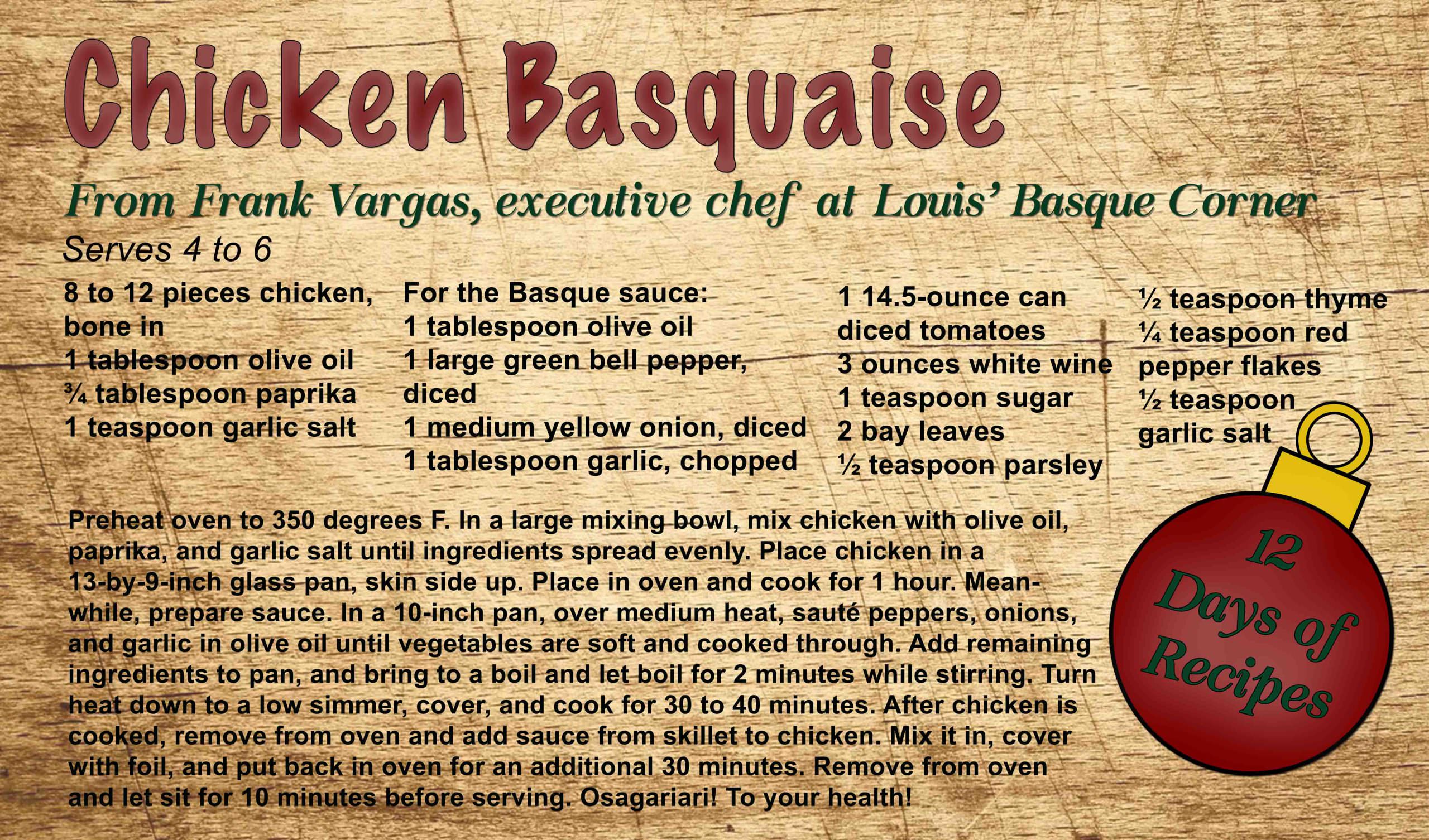 12 Days Recipes Chicken Basquaise