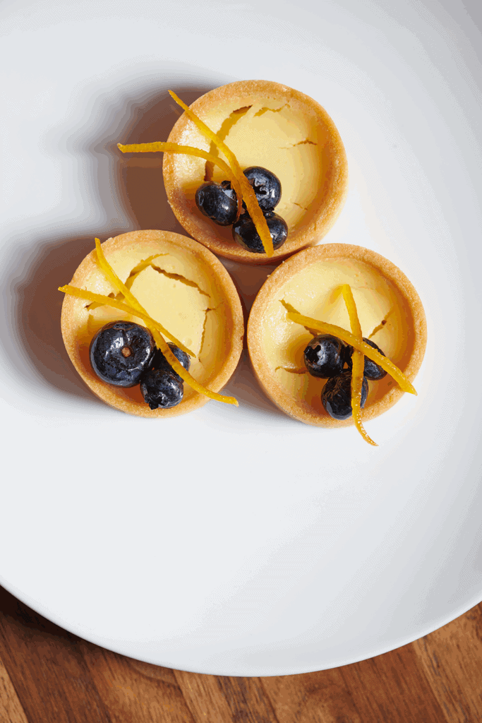 Centro’s lemon tartlet with blueberries and candied oranges