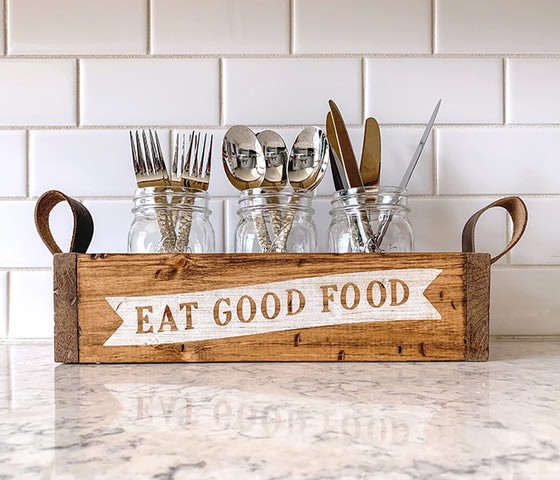 KITCHEN Eat Good Food Utensil Box 14x5x5