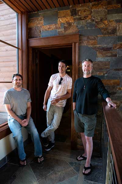 From left, Ben Cooper, Alex Barrett, and Steve Tietze, co-founders of LikeMoji in Truckee. Photo by Andrea Laue