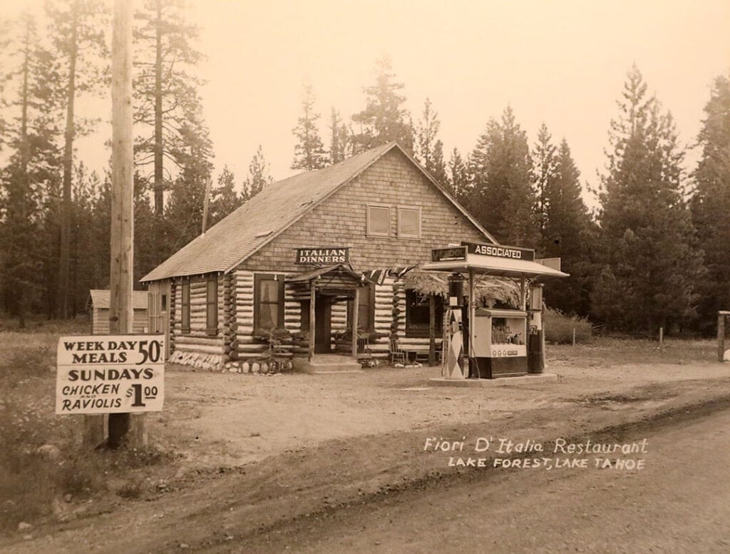 A historic photo of Bacchi's Italian Dining in Tahoe City, one of our region's longest-standing restaurants