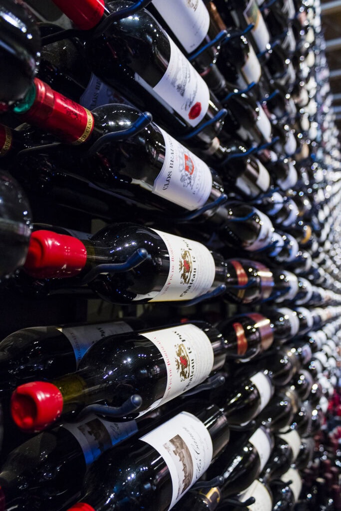 A fully stocked wine rack at Uncorked Wine Bar in Truckee. Photo by Ty O’Neil