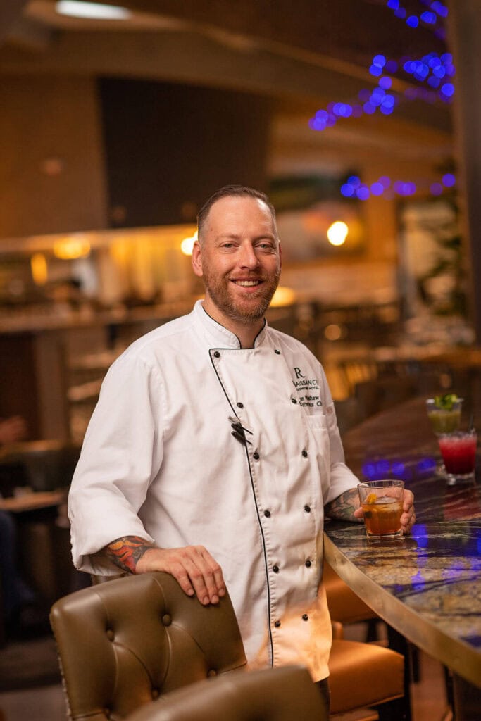 Sean Munshaw, executive sous chef at Renaissance Reno Downtown Hotel & Spa, enjoys one of many non-alcoholic cocktail options available at the resort. Photo by Nick Higman