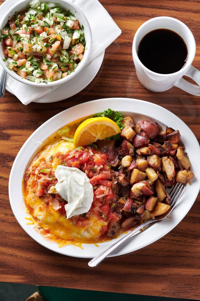 Huevos Rancheros served with pico de gallo