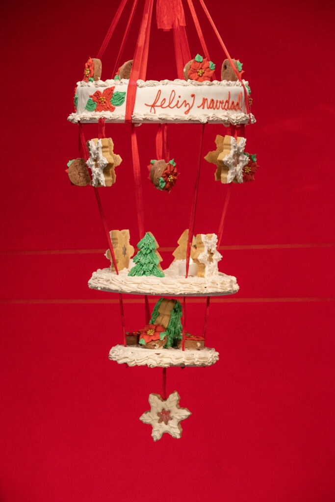 Cota-Montgomeryโs winning creation was a Mexican-themed chandelier made of cookies