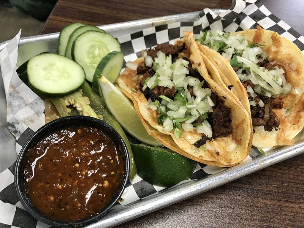 Carne asada tacos at Cielito Lindo. Photo by Jessica Santina