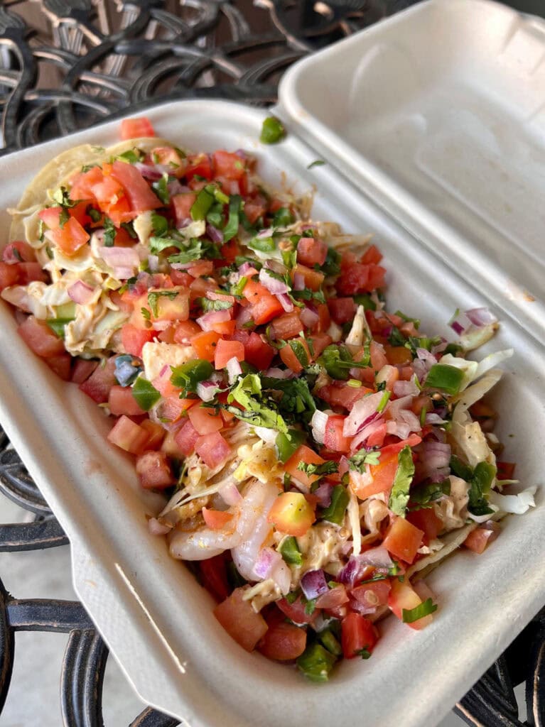 Shrimp tacos at Mother of Macros Café. Photo by Jaci Goodman