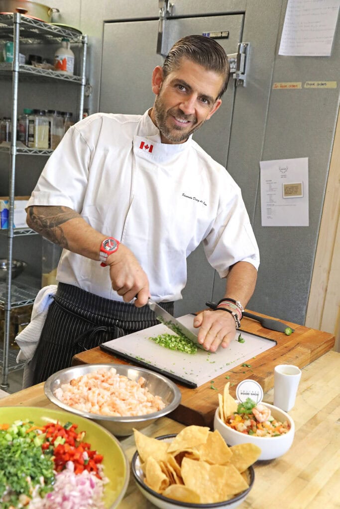 Chef/owner Eduardo Diaz de Leon prepares prawn ceviche