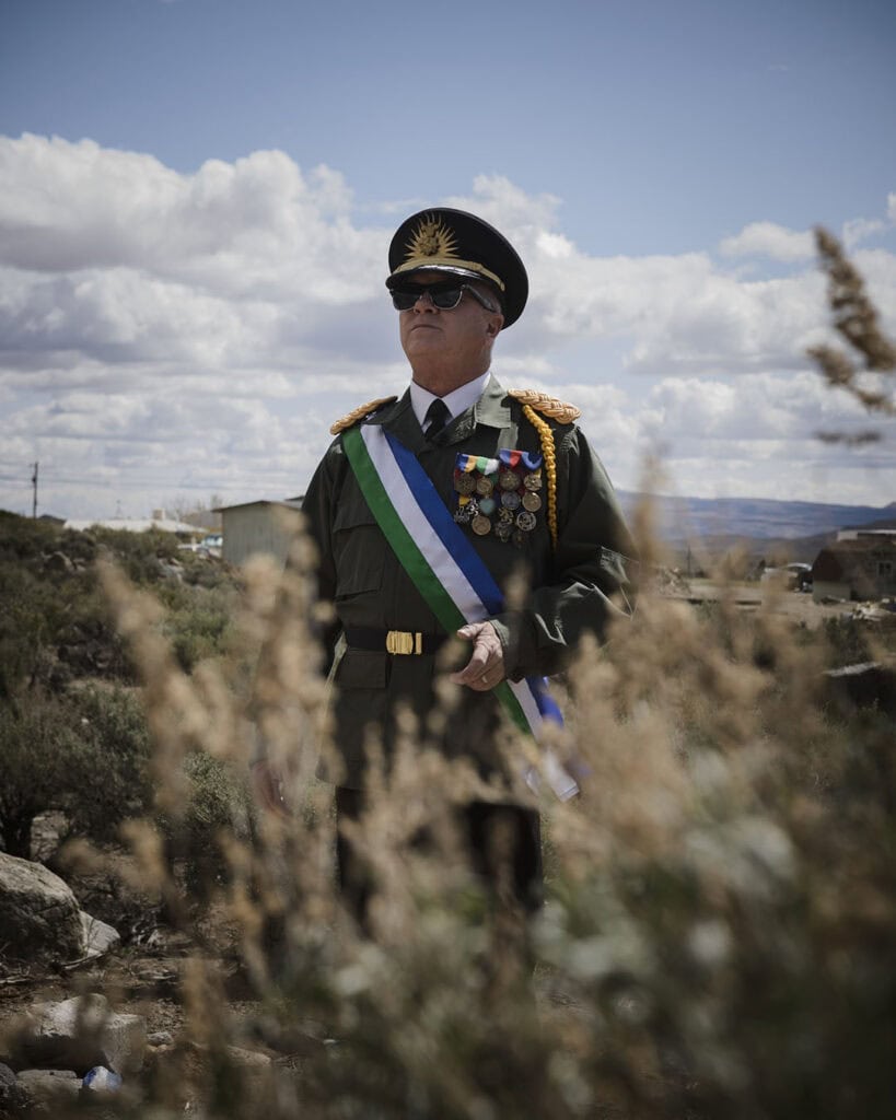 His Excellency President Kevin Baugh gives an inspiring speech to visiting dignitaries in the micronation of Molossia. Photo by Asa Gilmore 