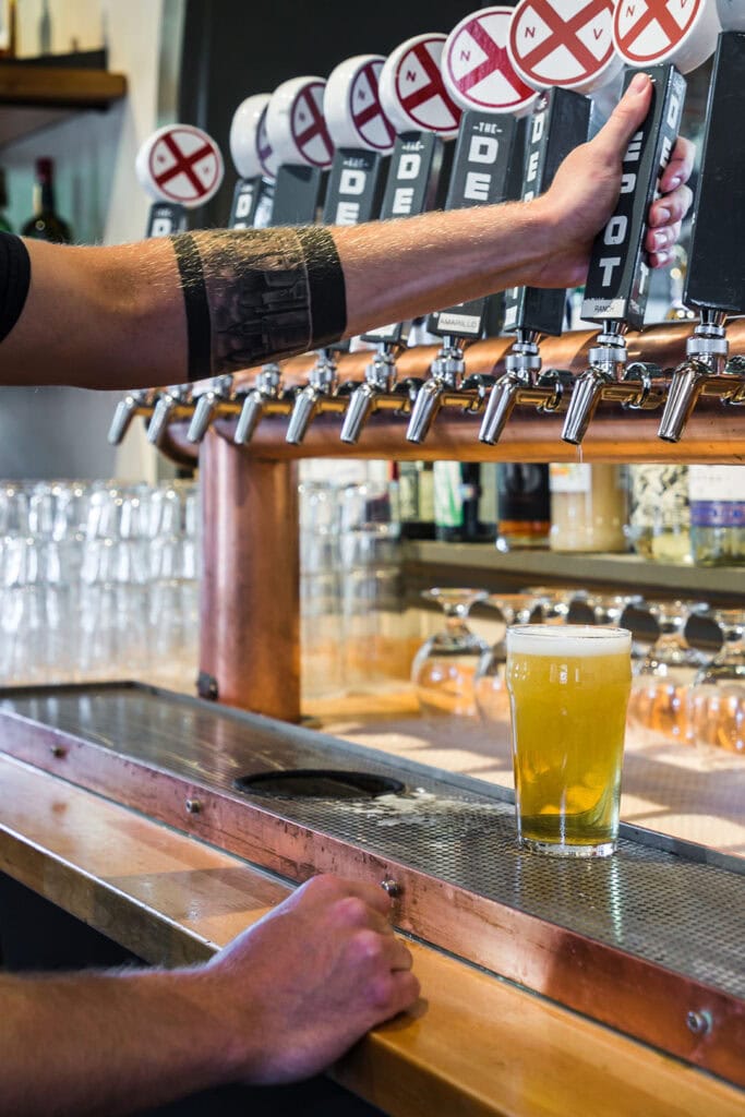 Beer taps at The Depot Craft Brewery Distillery
