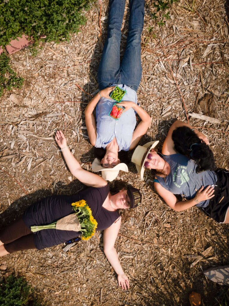 Clockwise from top, Jolene Cook, Lyndsey Langsdale (with dog Lefty), and Melissa Gilbert from Reno Food Systems