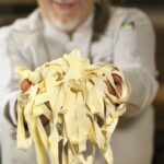 Ivano Centemeri — vice president Northern Nevada executive chef, Eldorado Resort Casino in Reno and Harveys and Harrah’s Lake Tahoe — presents handmade tagliatelle in the Eldorado pasta shop in Reno. Photo by Lou Manna
