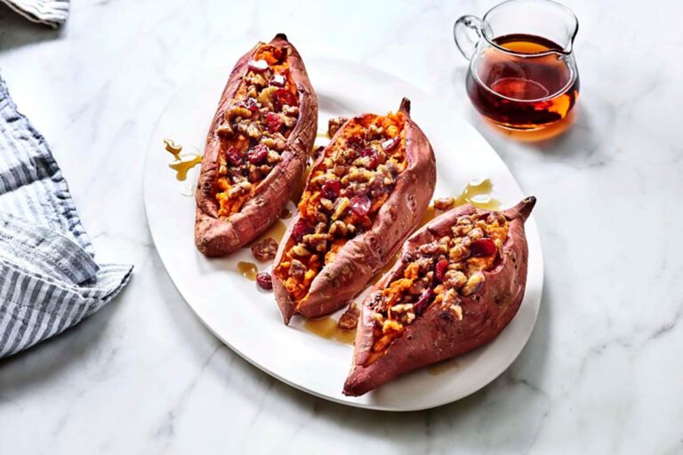 Walnut and Cranberry Stuffed Sweet Potatoes