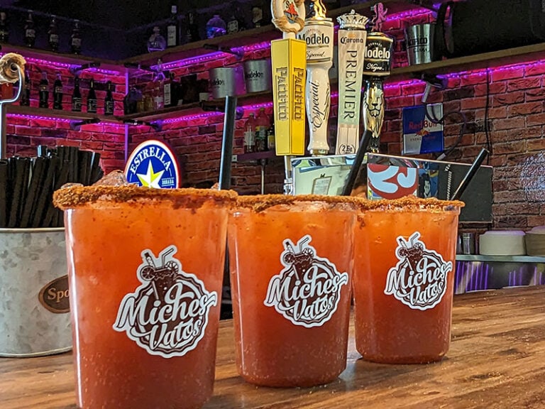 Assortment of micheladas at Miches Vatos. Photo by Claudia Cruz