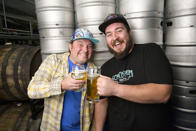 Jason Wagner, co-owner, and Evan Eldridge, head brewer, of Schussboom Brewing Co. in Reno. Photo by Mike Higdon