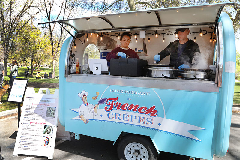 At your local outdoor markets, a familiar blue trailer houses Olivier’s Organic French Crêpes