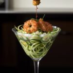 Spiralized Zucchini Salad with Shrimp and Goat Cheese Fritters