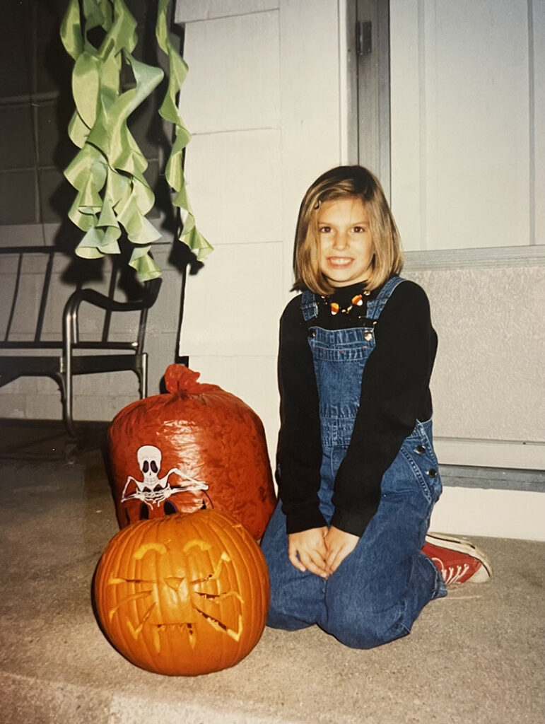 Hild as a young pumpkin carver