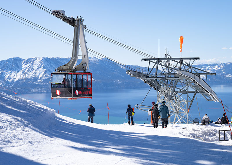 The Heavenly Mountain Resort gondola transports guests from the mountain down to Heavenly Village