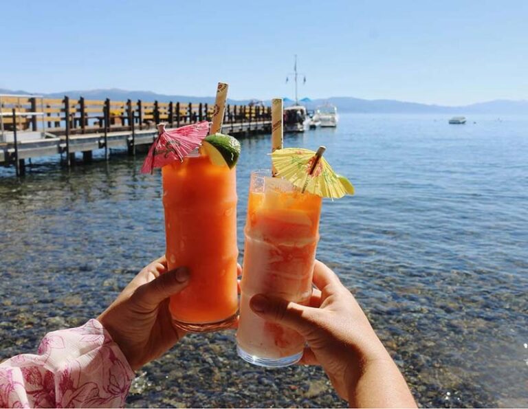 Drinks with a view at Riva Grill in South Lake Tahoe. Photo courtesy of Riva Grill