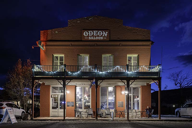 Odeon Saloon in Dayton at sunset