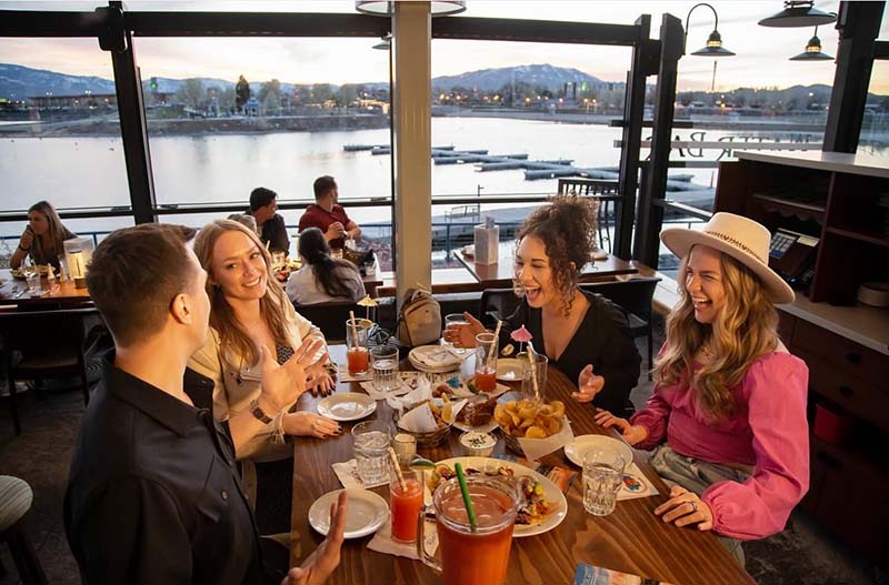 The view from Sparks Water Bar features panoramas of the Sparks Marina and the Sierra. Photo courtesy of Sparks Water Bar