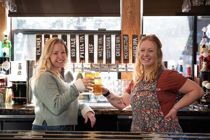 From left, Melanie Hubbert, co-owner, and Emily Werman, head brewer, at Cold Water Brewery in South Lake Tahoe