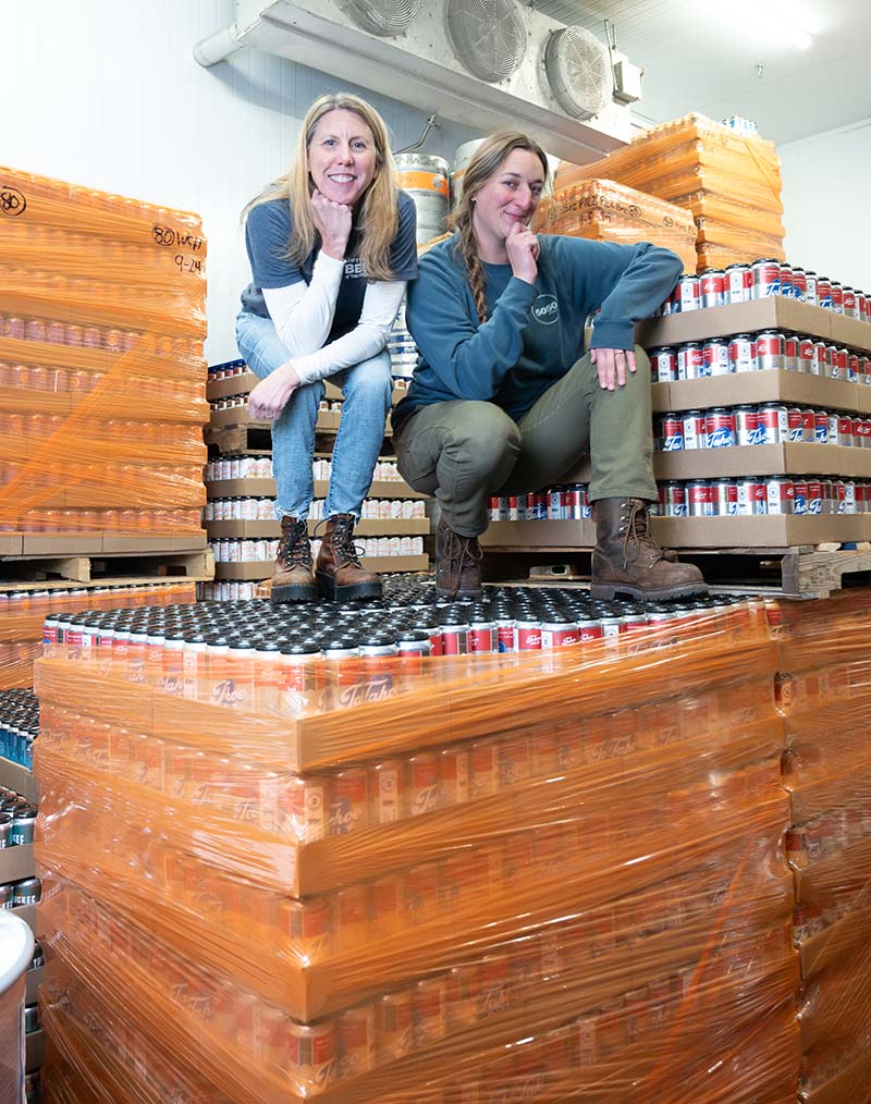 From left, FiftyFifty Brewing Co. co-owner Alicia Barr and head brewer Dana Fleming at the Truckee brewery. Photo by Jeff Freeman