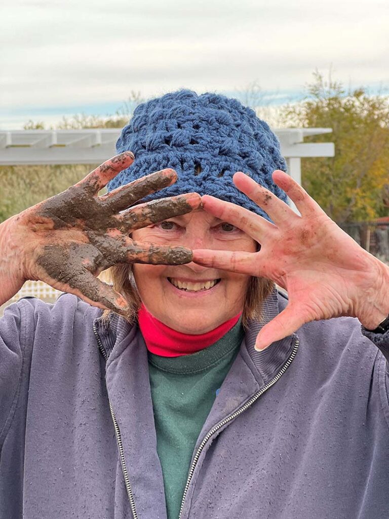 Martha plays in the dirt at the Master Gardener Teaching & Demonstration Gardens at Rancho San Rafael Community Gardens. Photo courtesy of Rachel McClure