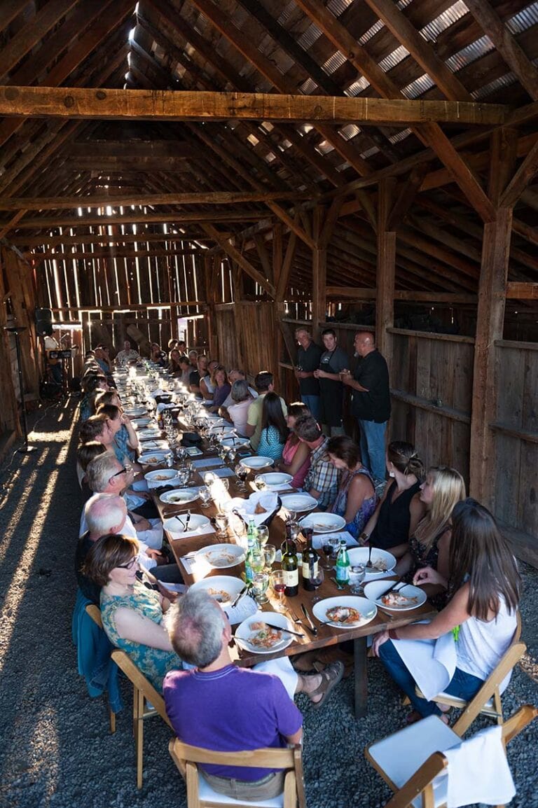 Barn dinners and Sunday brunches take place in Gary Romano's rustic barn. They feature produce grown on site at Sierra Valley Farms