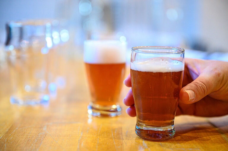 Beer samples at The Depot Craft Brewery Distillery in Reno are offered during a City Brew Tours outing. Photo by Mike Higdon