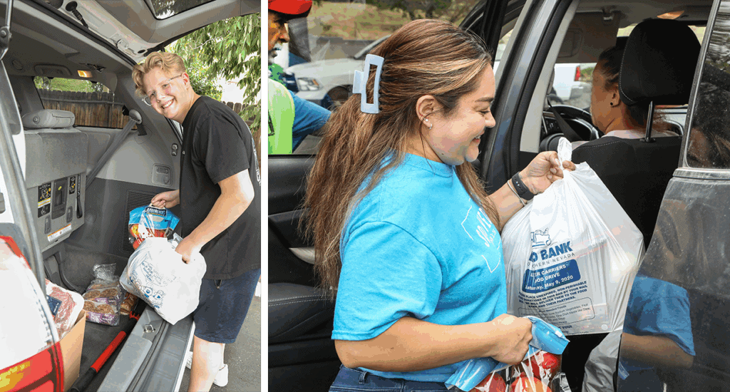 Mobile Harvest program volunteers at Crosswinds Church include 15-year-old James Palsgrove and Yolanda Gallardo