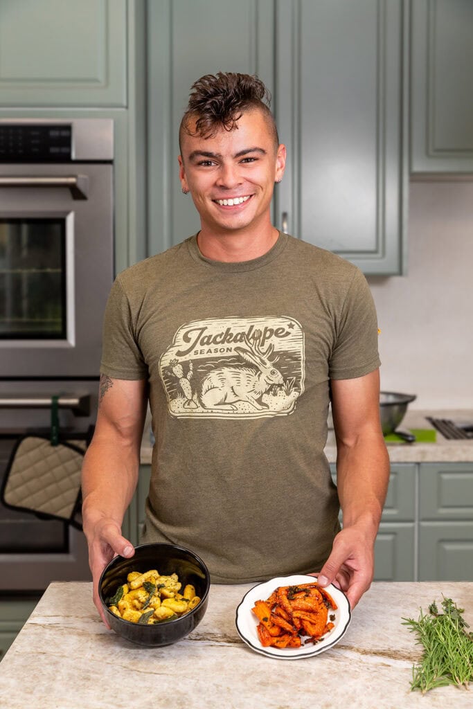 Stephen Zipkin presents his homemade herb ’n’ roots gnocchi and honey-glazed carrots