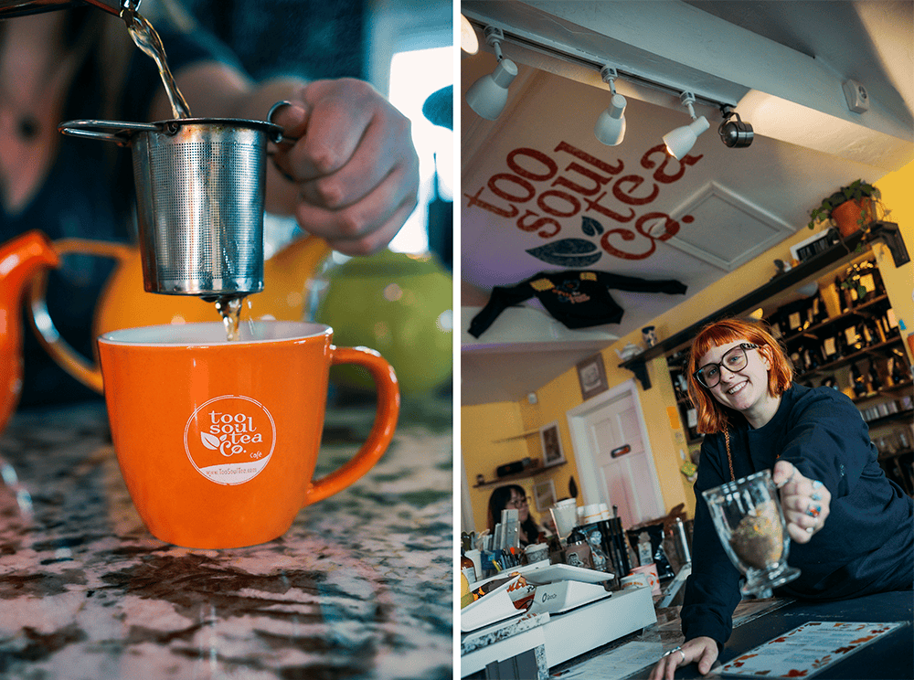 Too Soul Tea General Manager Morgan Nott blends and brews an inflammation elixir